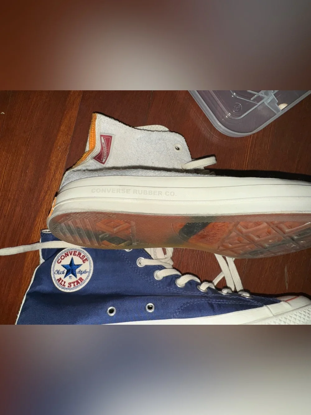 Converse High Top Sneakers in Navy and White - Picture 5 of 14